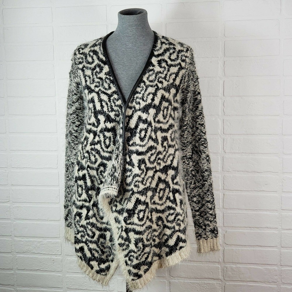 RDI Faux Leather Lined Open Drape Cardigan